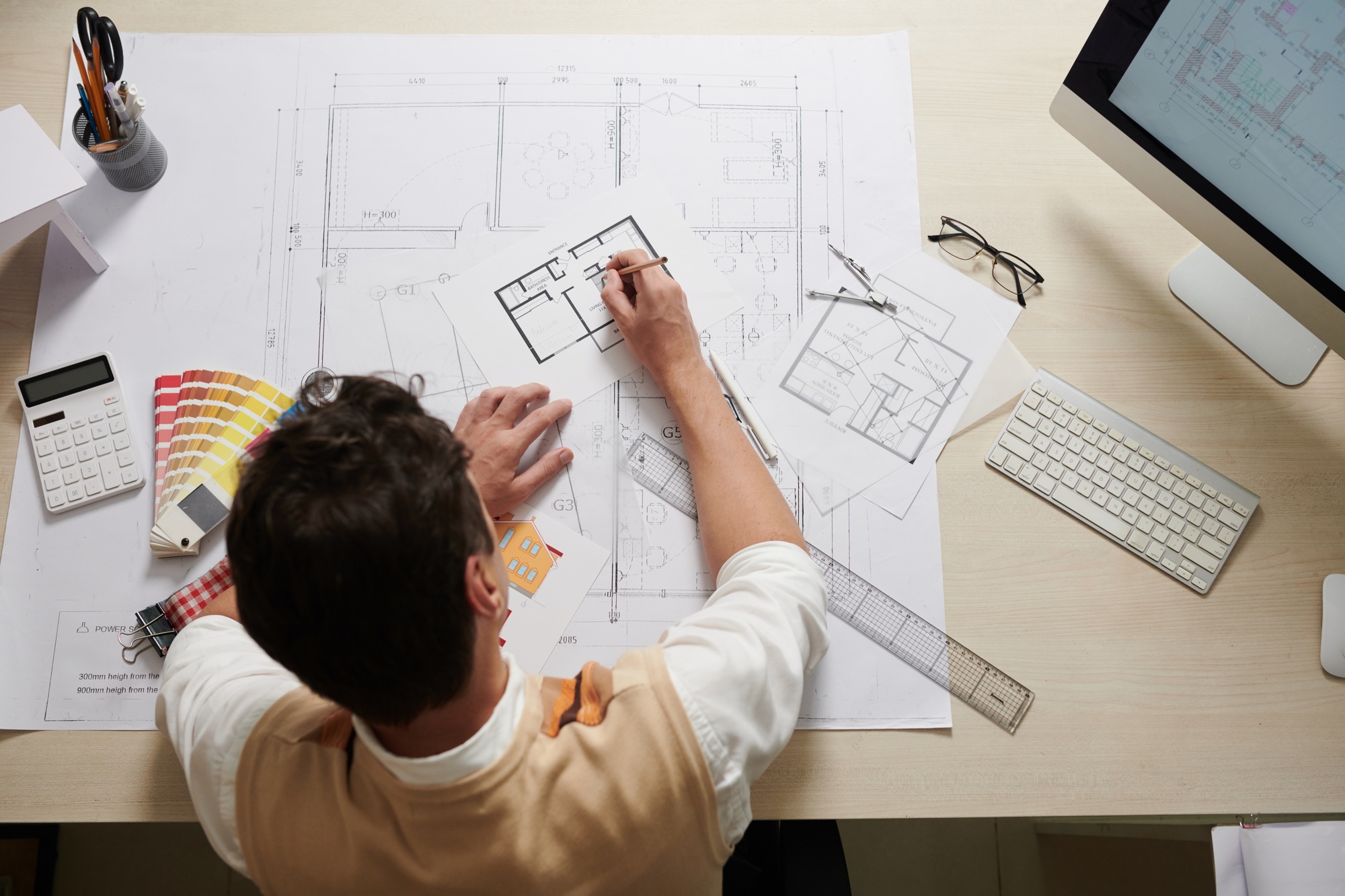 Architect Working with Blueprints